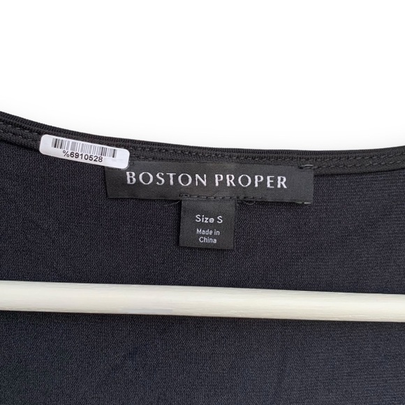 Boston Proper Puff Sleeve Top S Black Blouse Shirt Travel Minimalist - Picture 10 of 12